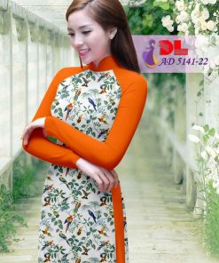 Vải áo dài hoa và chim DLAD-5141