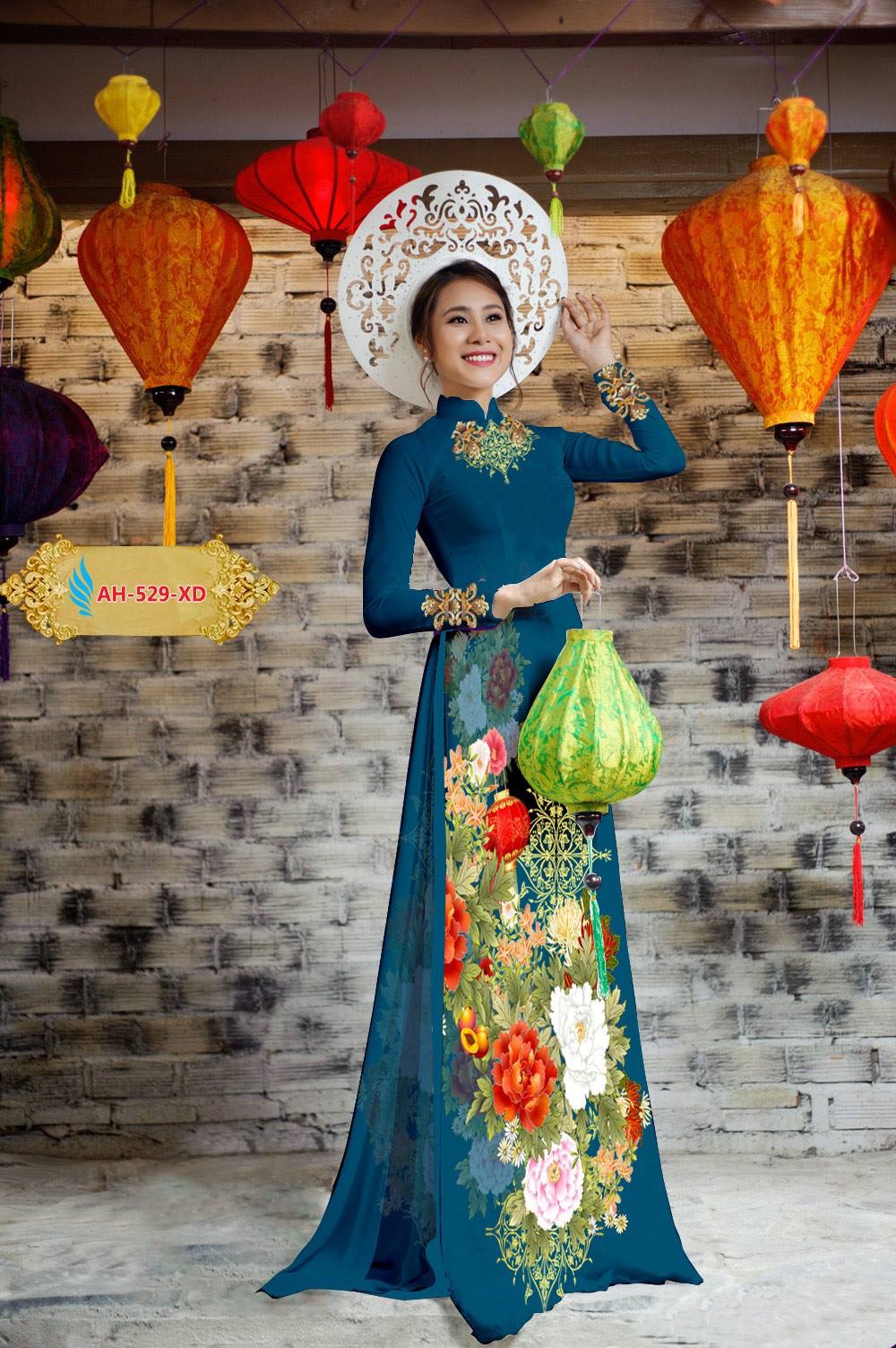 Vải áo dài hoa mẫu đơn AH-529 - Ảnh 20