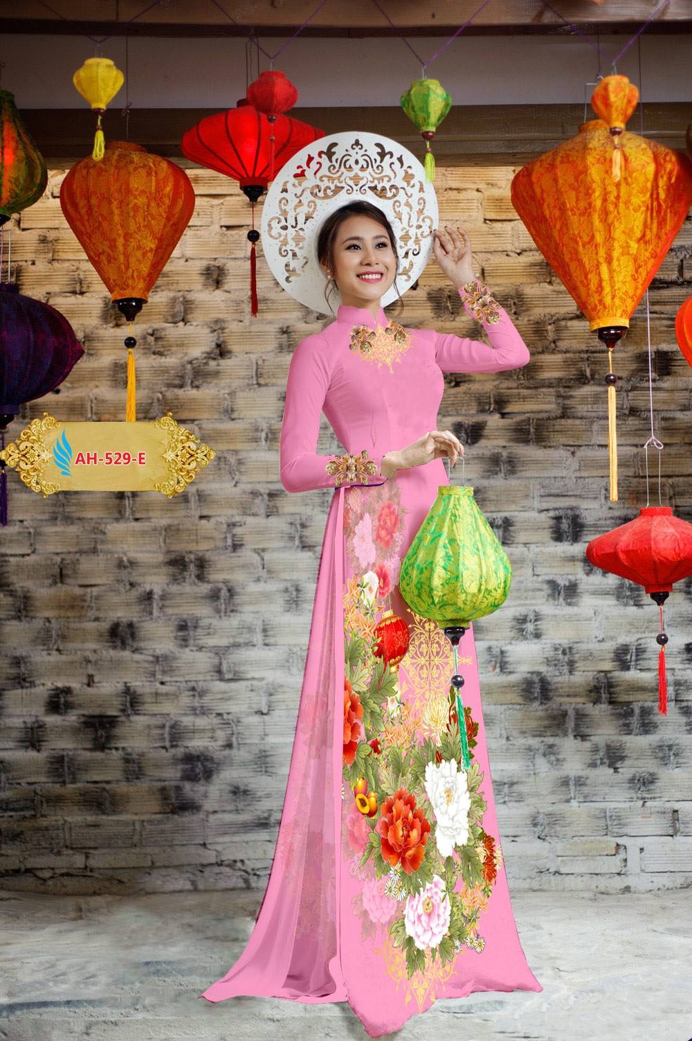Vải áo dài hoa mẫu đơn AH-529 - Ảnh 8