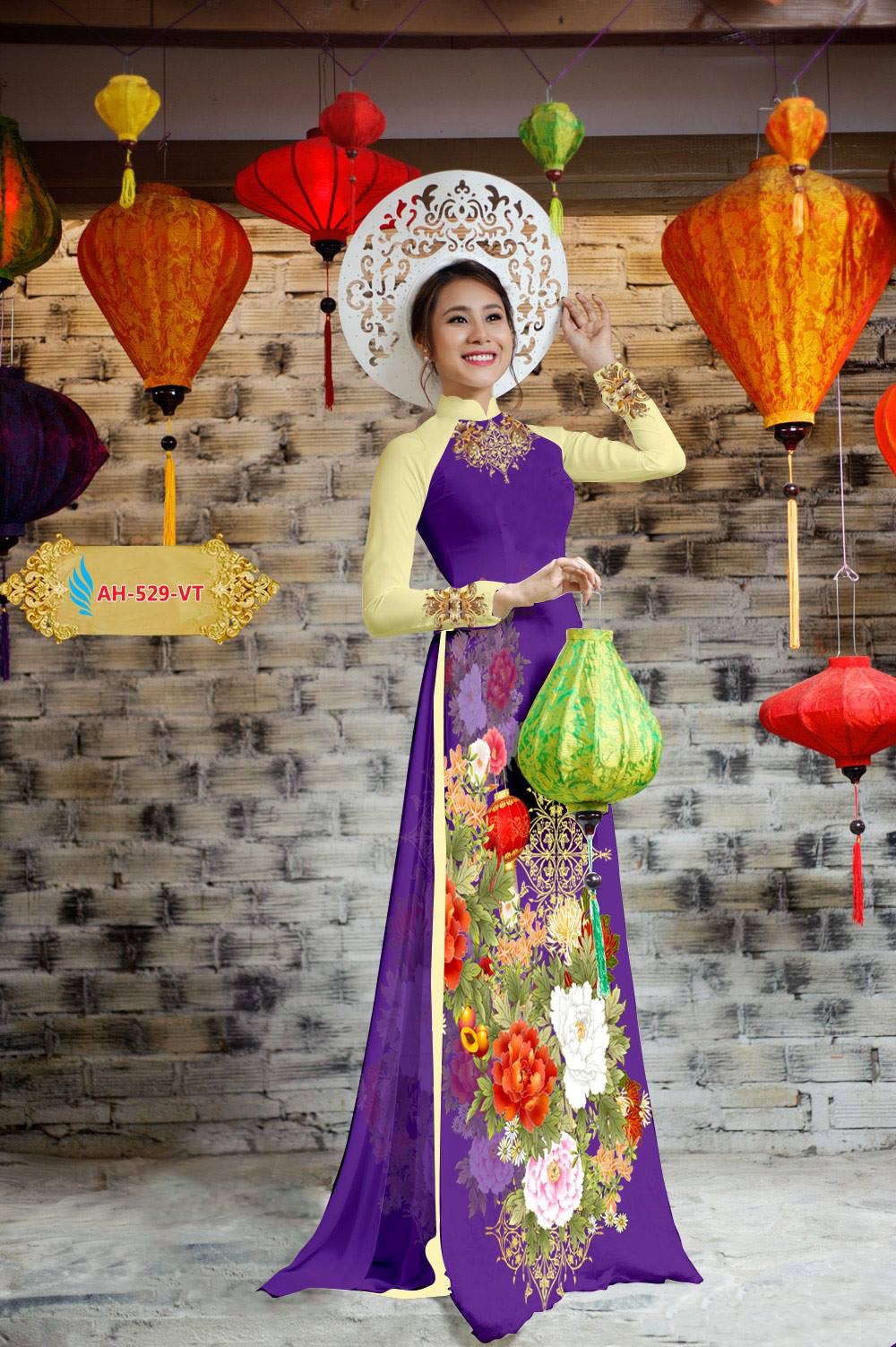 Vải áo dài hoa mẫu đơn AH-529 - Ảnh 17