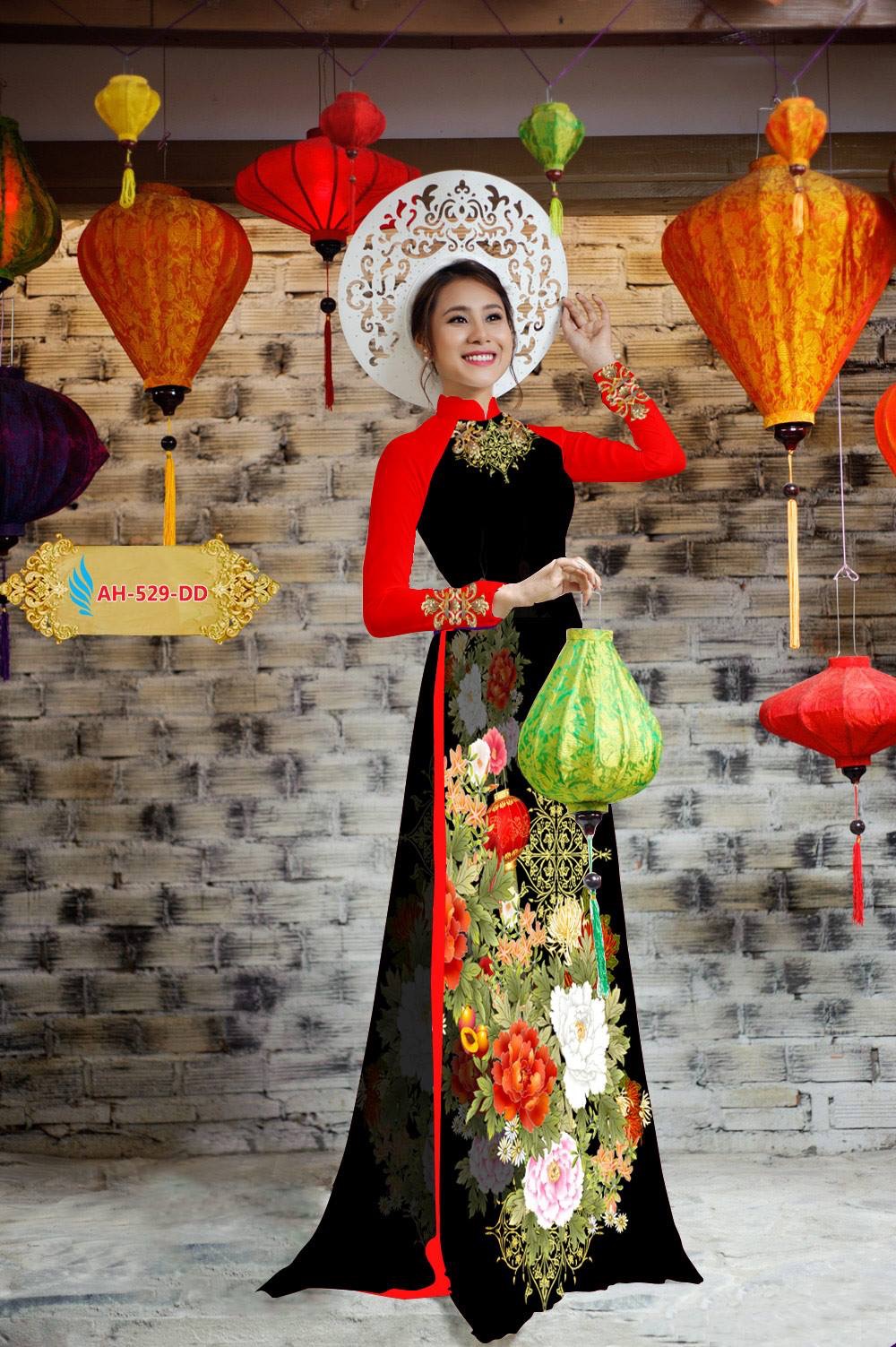 Vải áo dài hoa mẫu đơn AH-529 - Ảnh 7