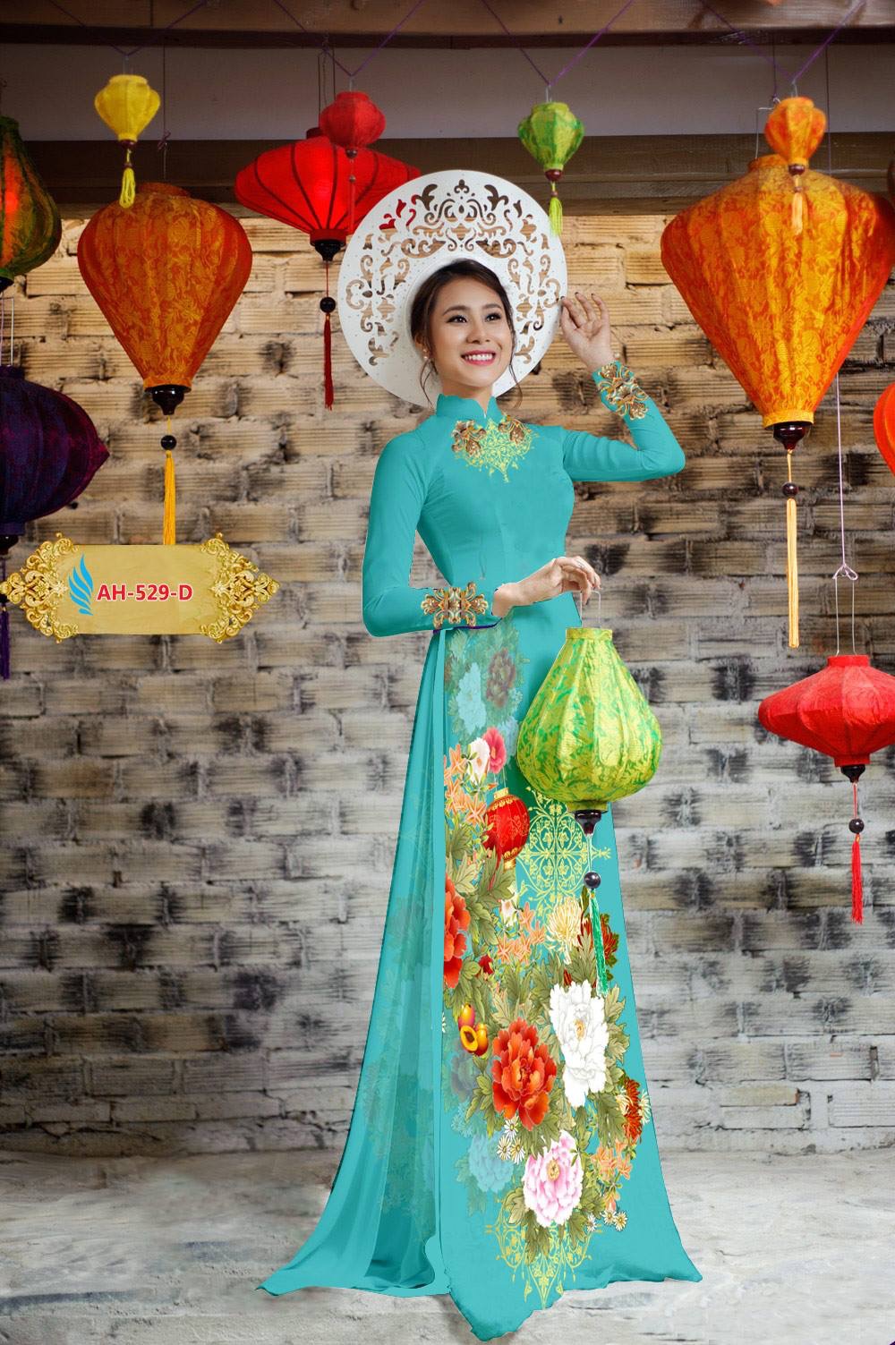 Vải áo dài hoa mẫu đơn AH-529 - Ảnh 6