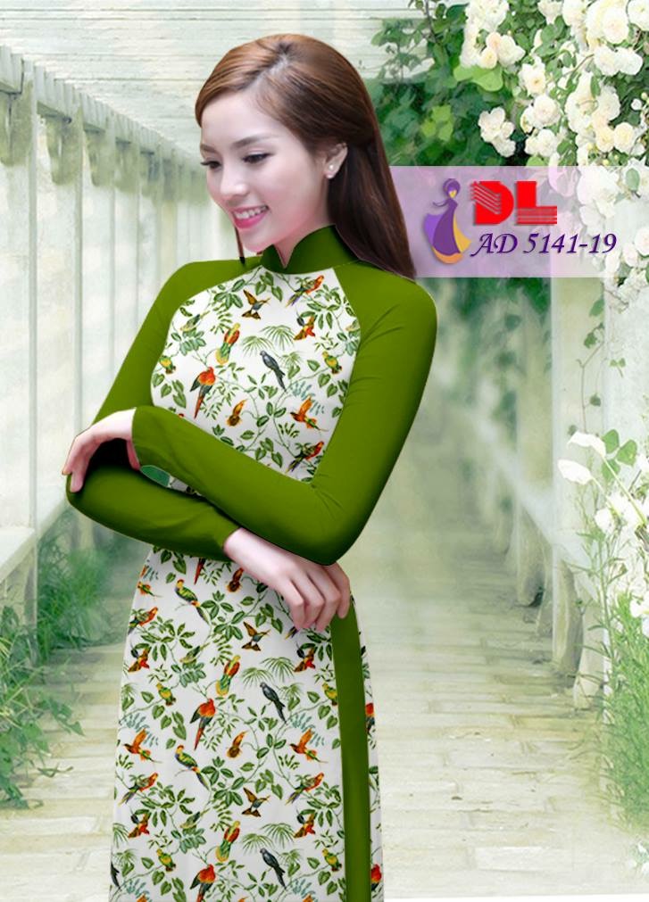 Vải áo dài hoa và chim DLAD-5141 - Ảnh 9