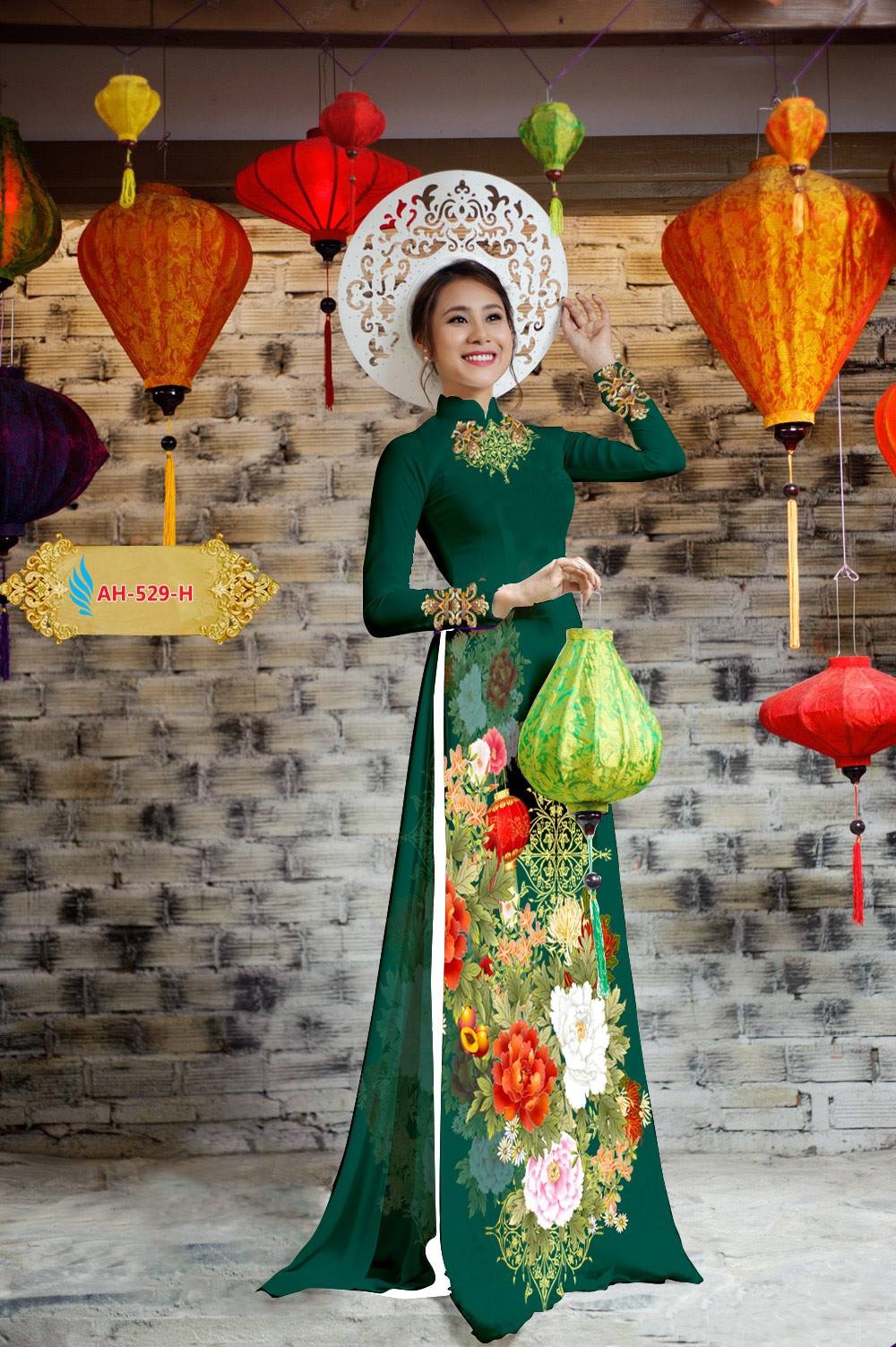Vải áo dài hoa mẫu đơn AH-529 - Ảnh 11