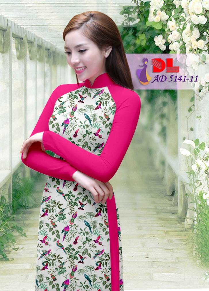 Vải áo dài hoa và chim DLAD-5141 - Ảnh 6
