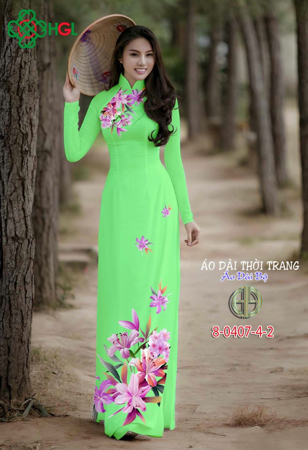 Vải áo dài hoa ly 8-0407-4 - Ảnh 2