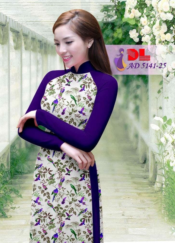 Vải áo dài hoa và chim DLAD-5141 - Ảnh 11