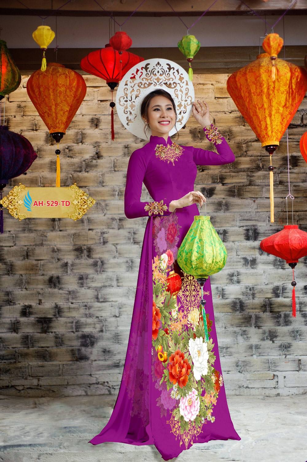 Vải áo dài hoa mẫu đơn AH-529 - Ảnh 15