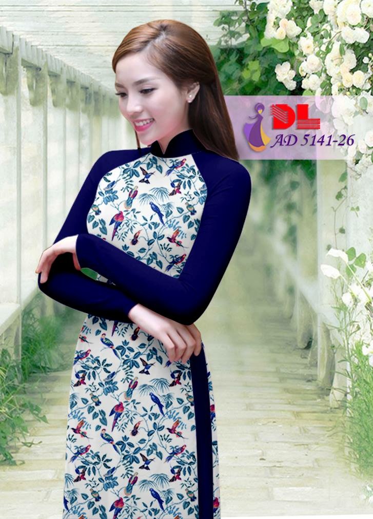 Vải áo dài hoa và chim DLAD-5141 - Ảnh 12