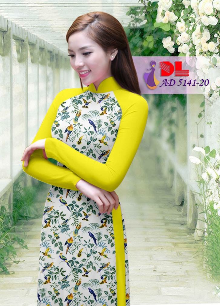 Vải áo dài hoa và chim DLAD-5141 - Ảnh 4