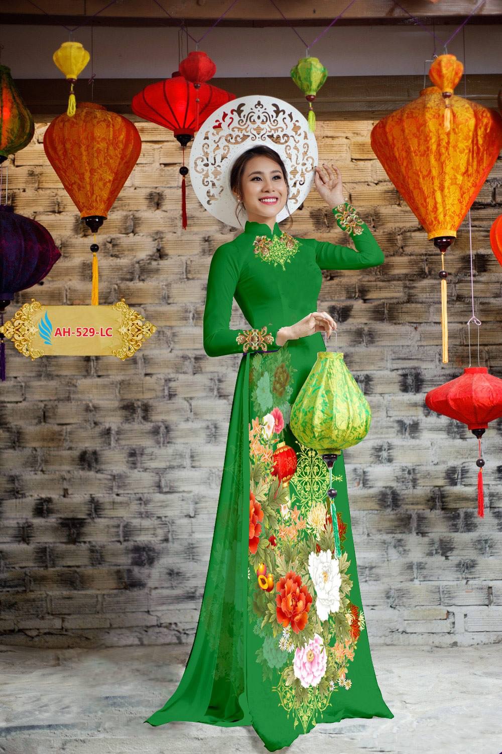 Vải áo dài hoa mẫu đơn AH-529 - Ảnh 13