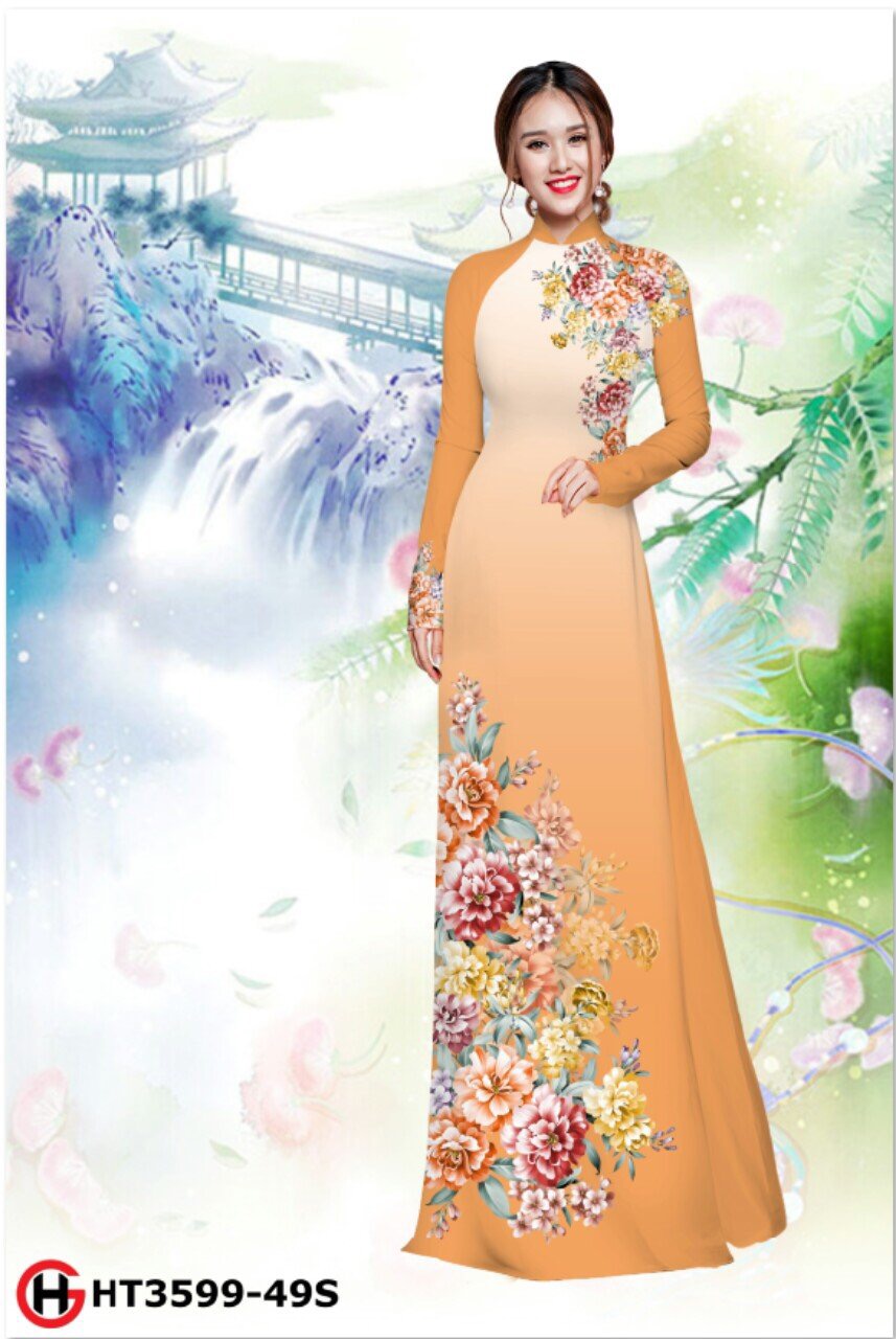 Vải áo dài hoa mẫu đơn HT3599 - Ảnh 8