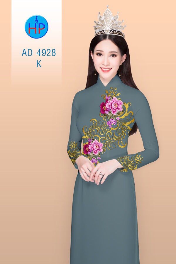 Vải áo dài hoa mẫu đơn AD 4928 - Ảnh 16