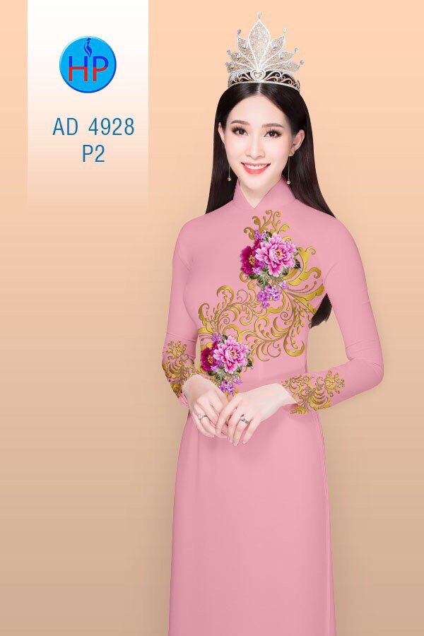 Vải áo dài hoa mẫu đơn AD 4928 - Ảnh 5