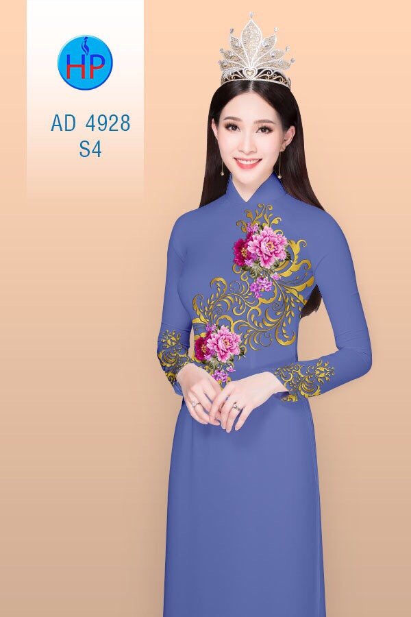Vải áo dài hoa mẫu đơn AD 4928 - Ảnh 4