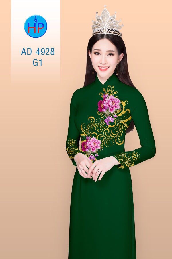 Vải áo dài hoa mẫu đơn AD 4928 - Ảnh 15