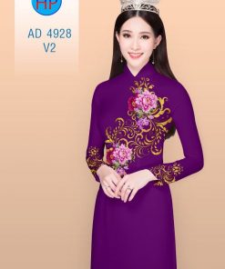 Vải áo dài hoa mẫu đơn AD 4928