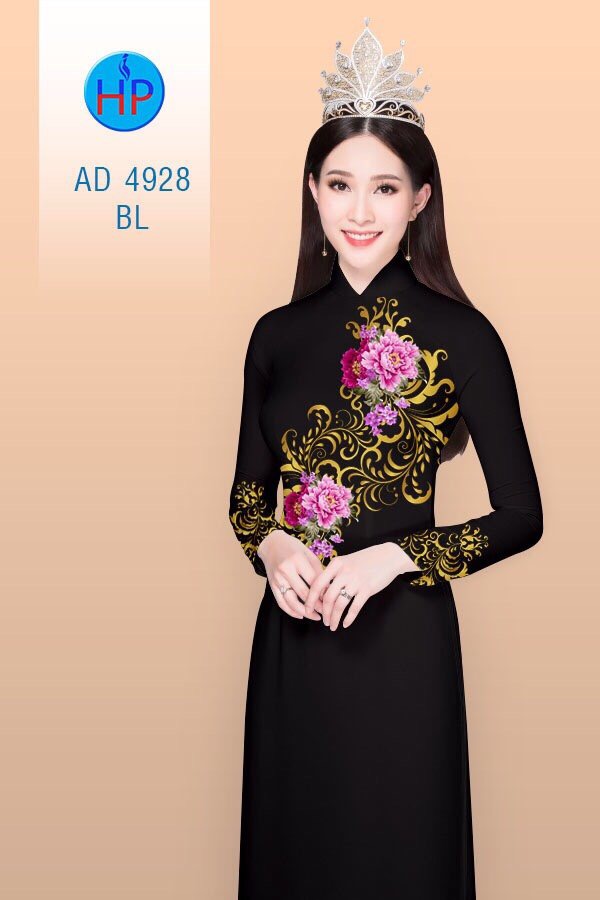 Vải áo dài hoa mẫu đơn AD 4928 - Ảnh 7
