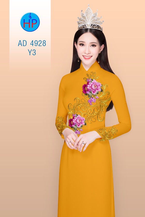 Vải áo dài hoa mẫu đơn AD 4928 - Ảnh 17
