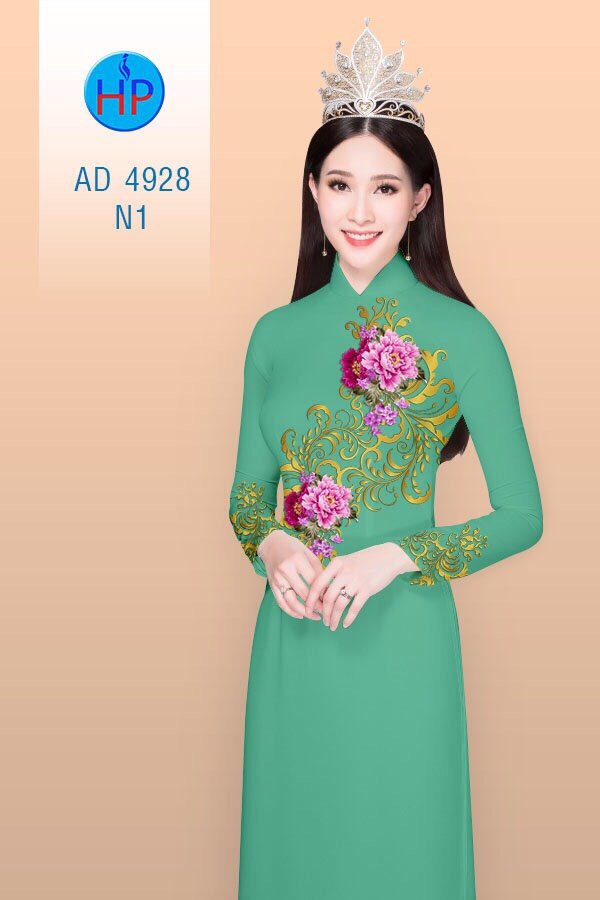 Vải áo dài hoa mẫu đơn AD 4928 - Ảnh 6