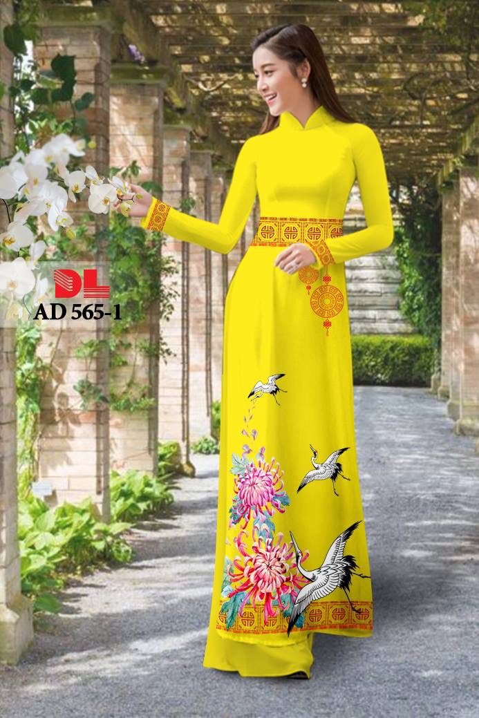 Vải áo dài hoa và hạc DLAD-565 - Ảnh 6