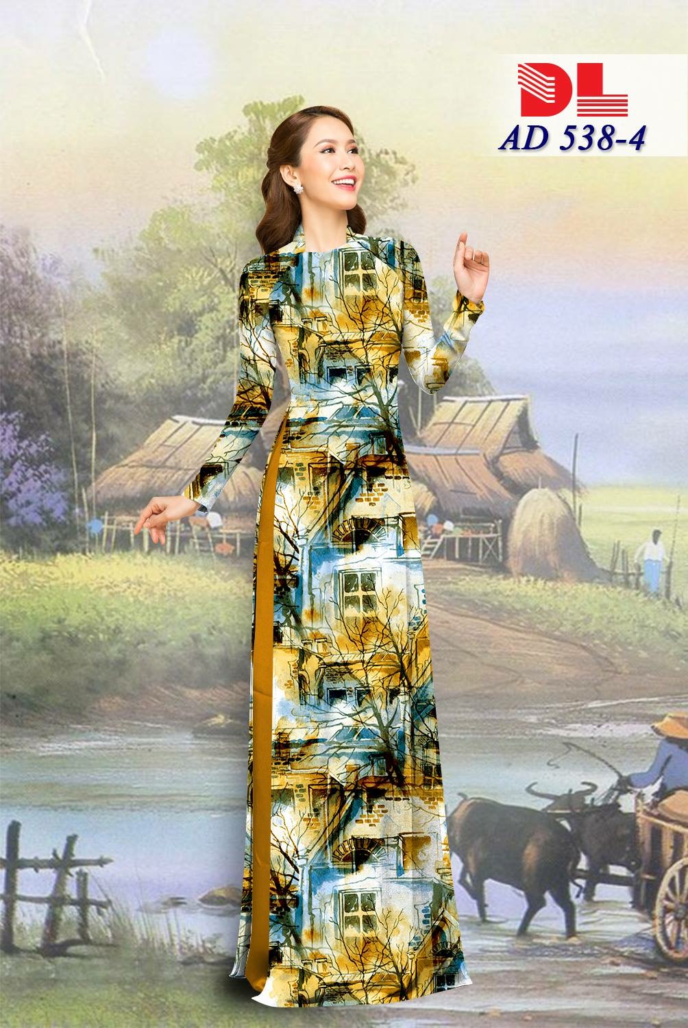Vải áo dài phong cảnh DLAD-538 - Ảnh 3