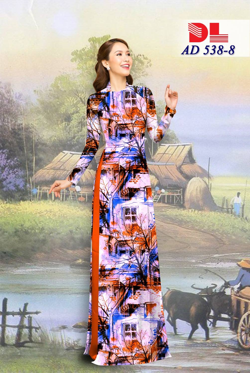 Vải áo dài phong cảnh DLAD-538