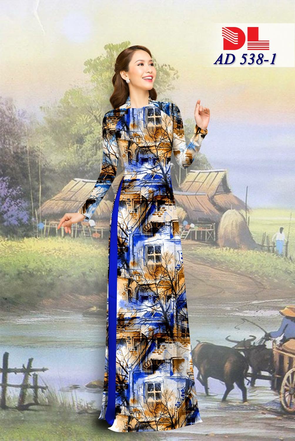 Vải áo dài phong cảnh DLAD-538 - Ảnh 2