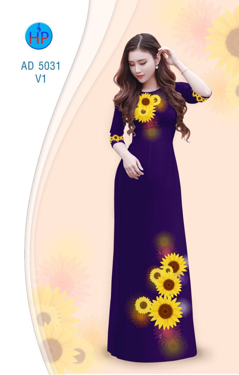 Vải áo dài hoa hướng dương AD 5031 - Ảnh 3