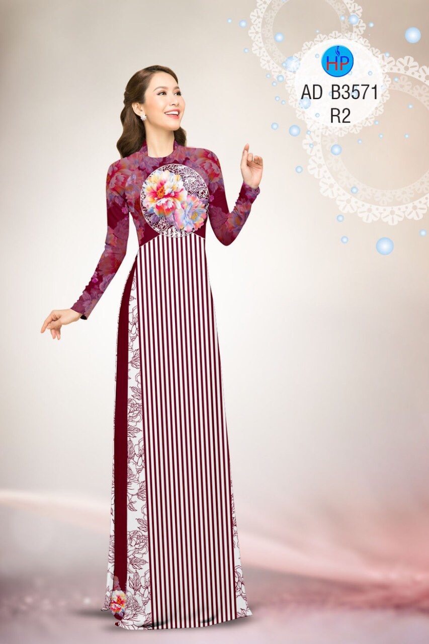Vải áo dài hoa mẫu đơn AD B3571 - Ảnh 8