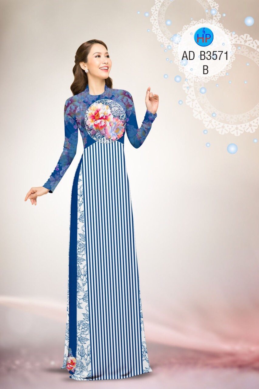 Vải áo dài hoa mẫu đơn AD B3571 - Ảnh 13