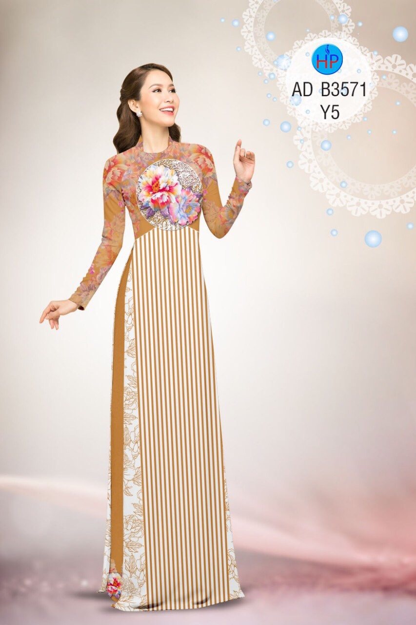 Vải áo dài hoa mẫu đơn AD B3571 - Ảnh 18