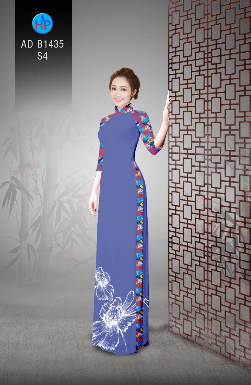 Vải áo dài hoa 3d AD B1435 - Ảnh 5