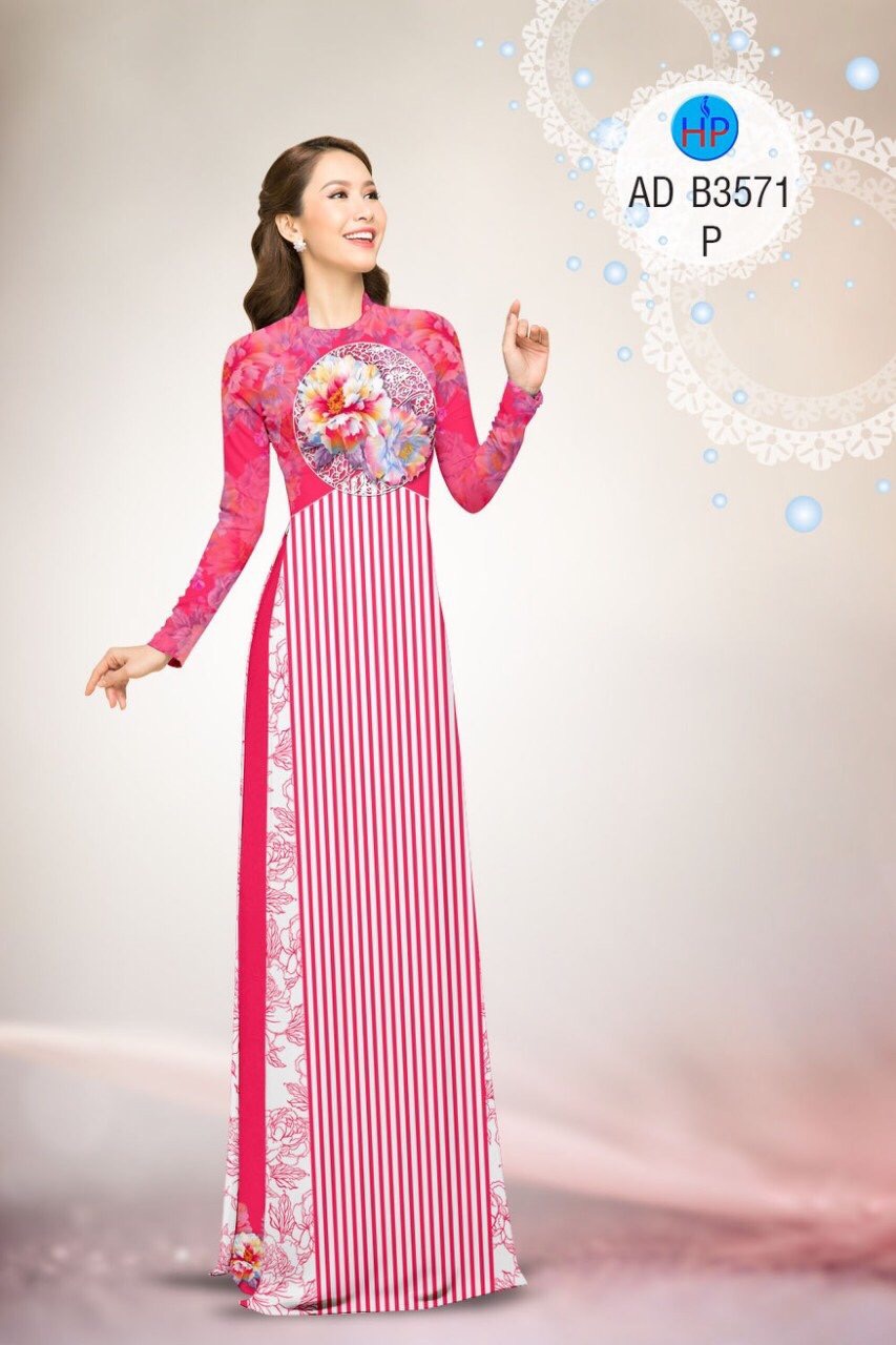 Vải áo dài hoa mẫu đơn AD B3571 - Ảnh 15