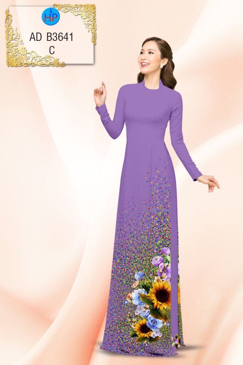 Vải áo dài hoa hướng dương AD B3641 - Ảnh 9