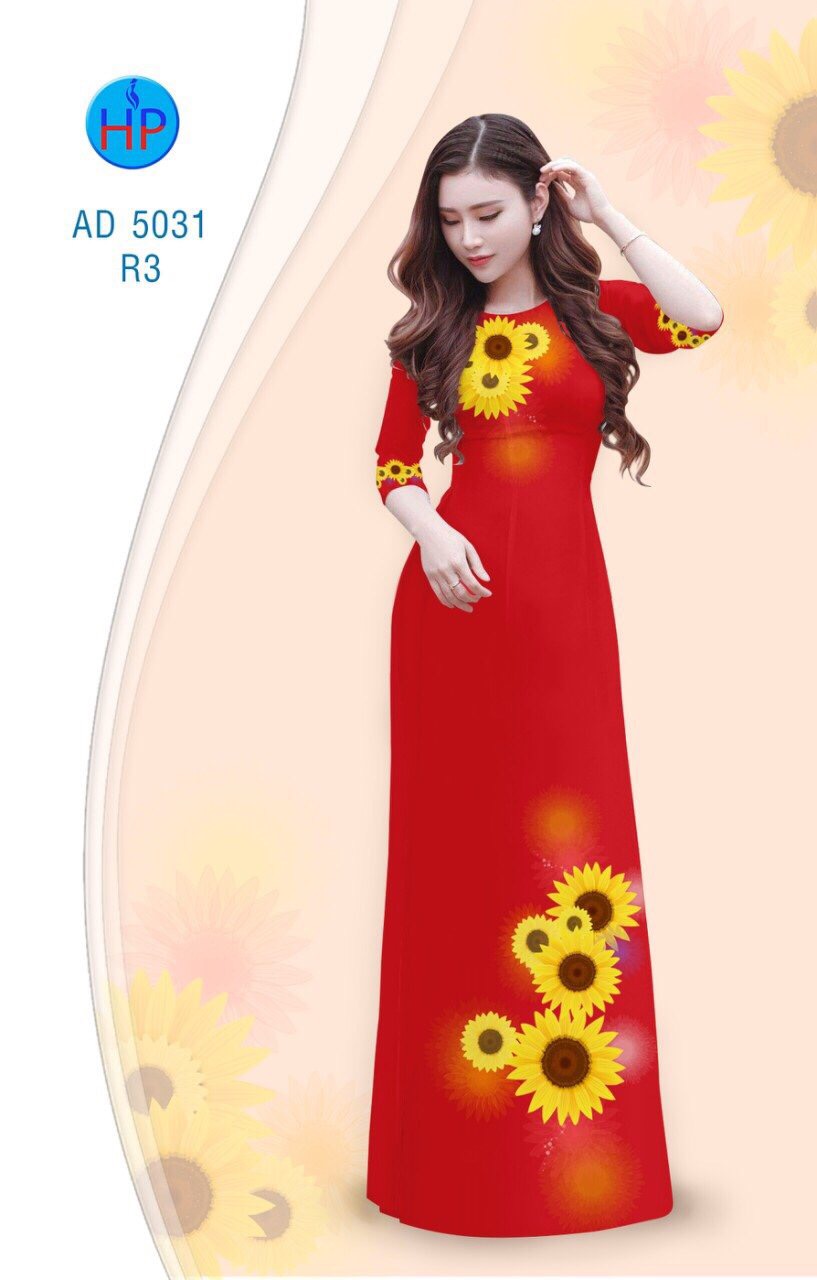 Vải áo dài hoa hướng dương AD 5031 - Ảnh 5