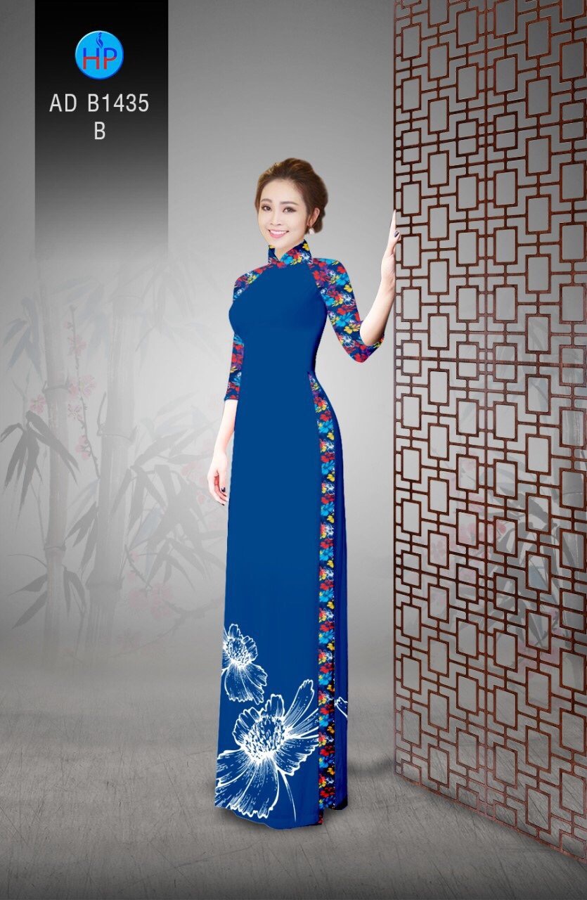 Vải áo dài hoa 3d AD B1435 - Ảnh 7
