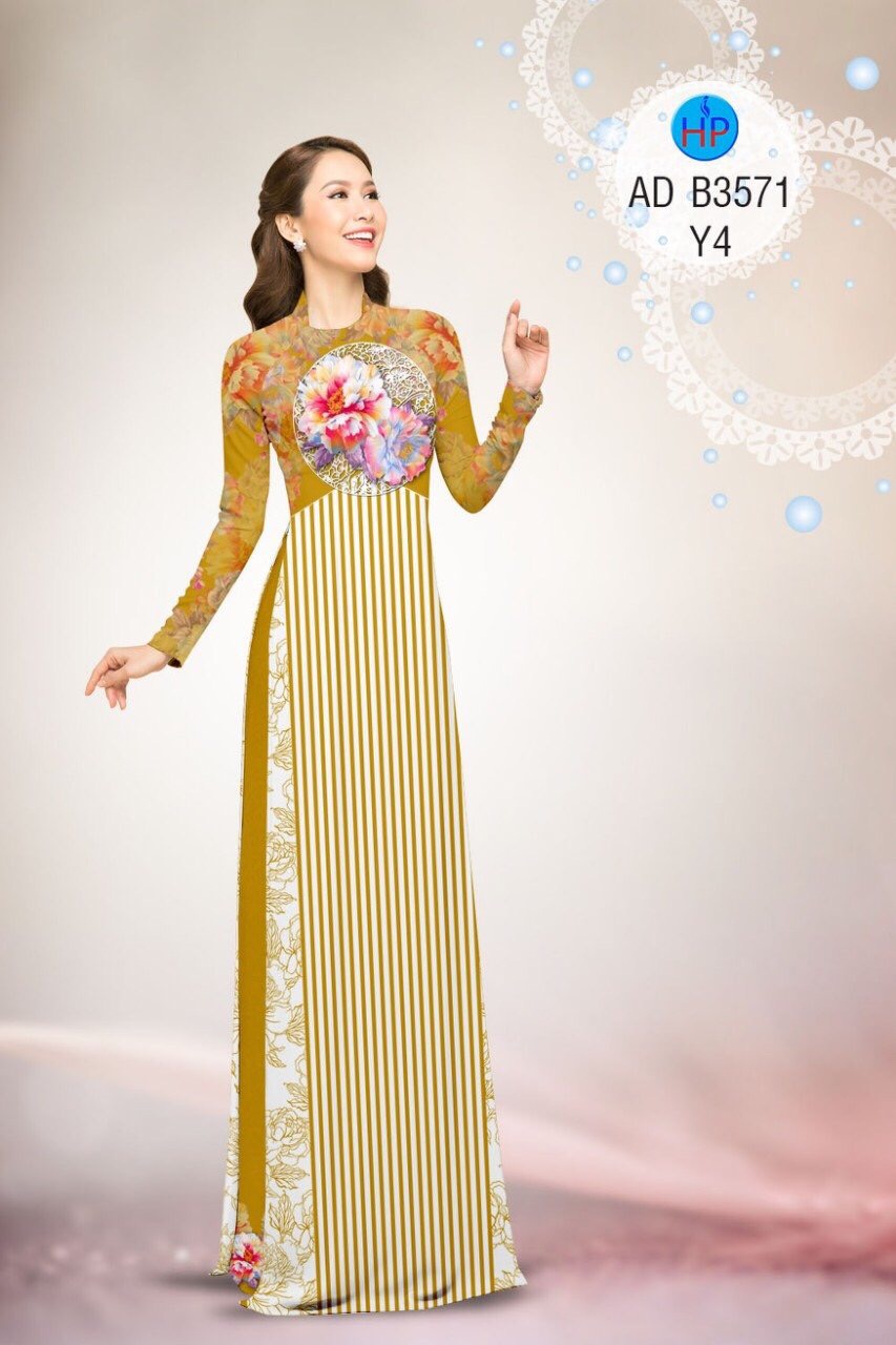 Vải áo dài hoa mẫu đơn AD B3571 - Ảnh 5