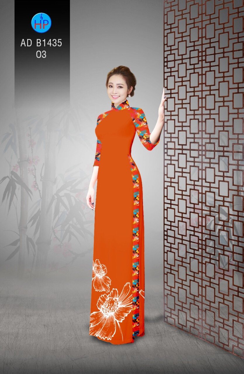 Vải áo dài hoa 3d AD B1435 - Ảnh 2