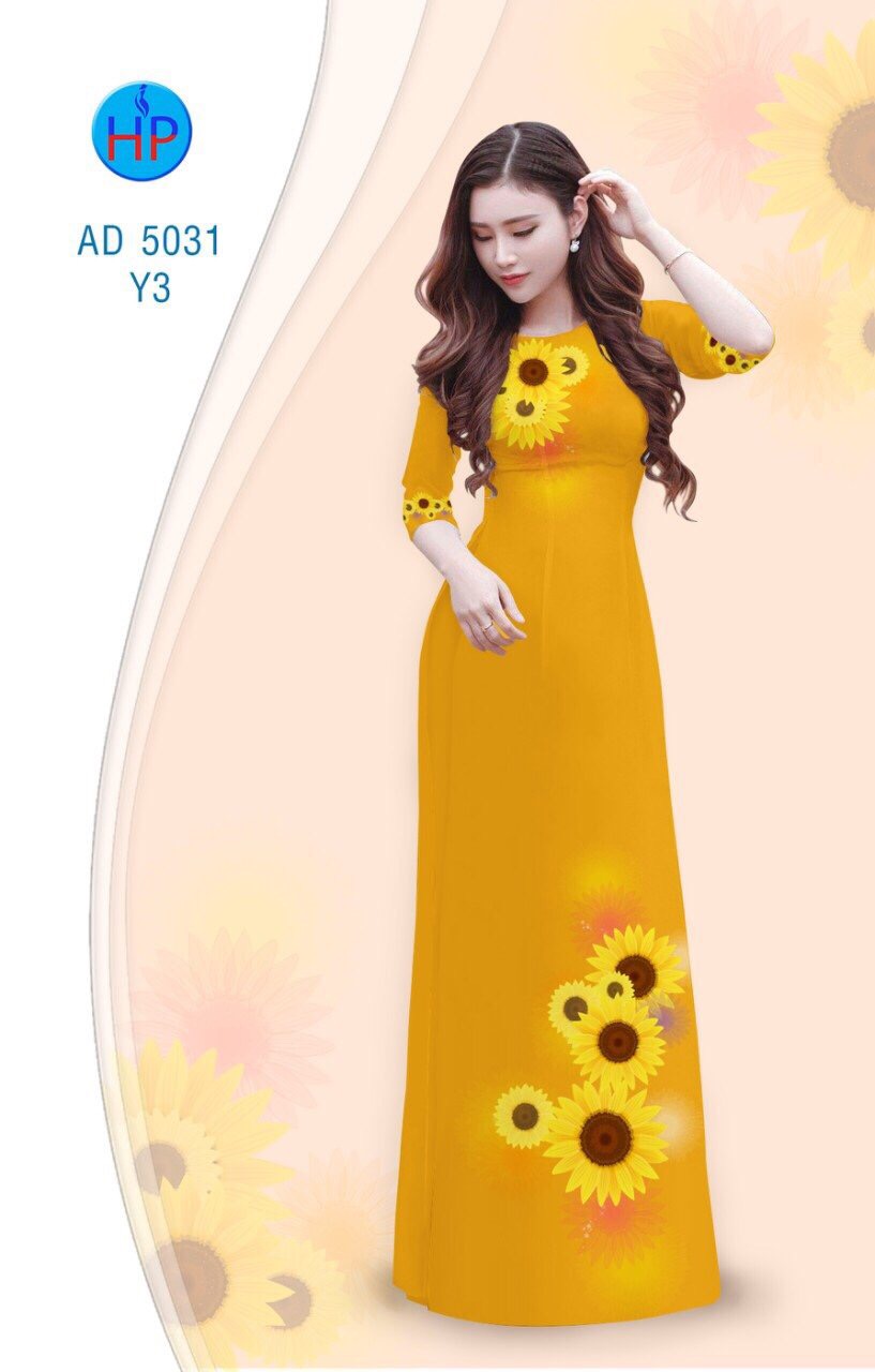 Vải áo dài hoa hướng dương AD 5031 - Ảnh 2