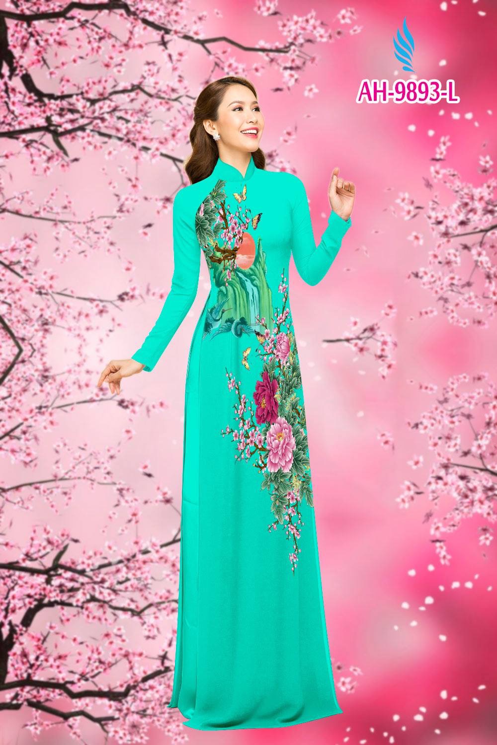 Vải áo dài hoa mẫu đơn AH-9893 - Ảnh 11