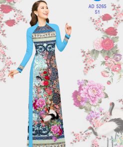 Vải áo dài hoa mẫu đơn AD 5265