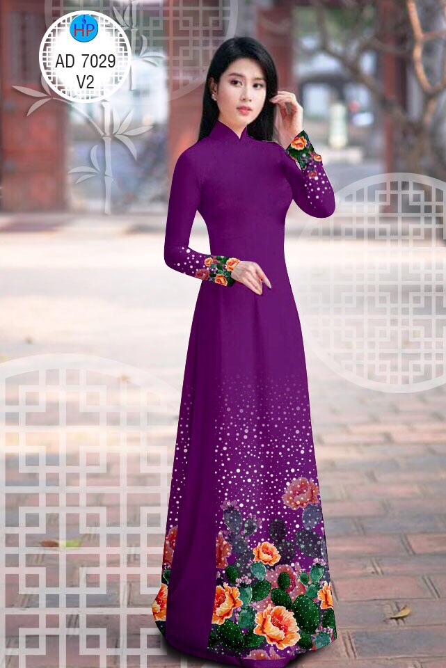 Vải áo dài hoa mẫu đơn AD 7029 - Ảnh 3