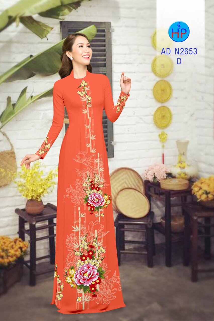 Vải áo dài hoa mẫu đơn AD N2653 - Ảnh 14