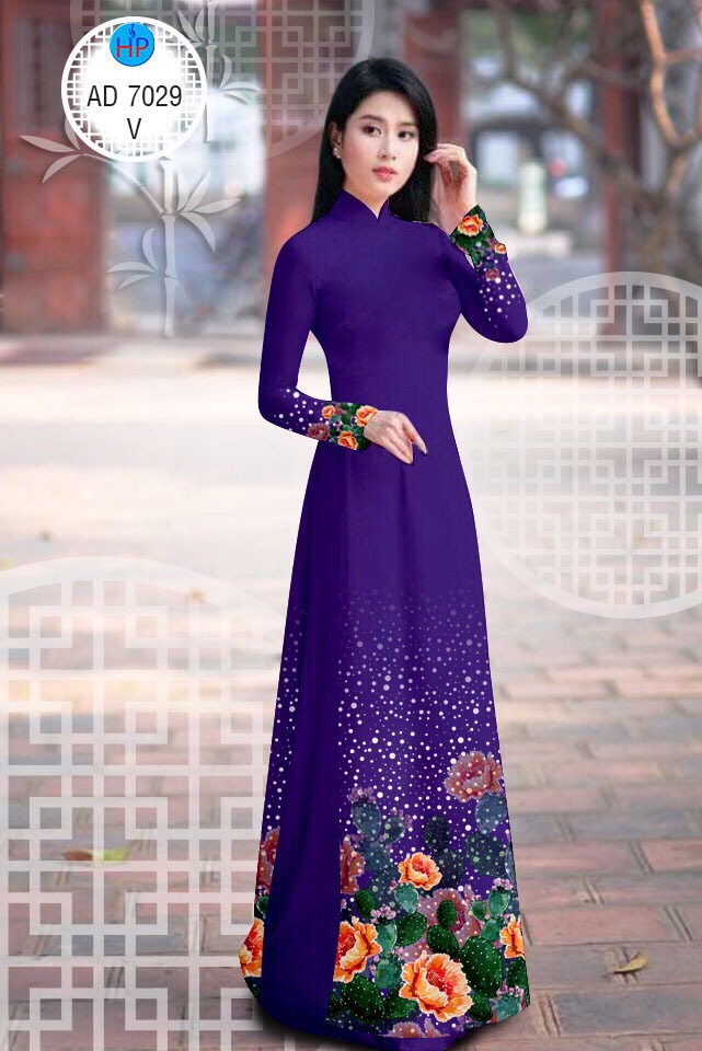 Vải áo dài hoa mẫu đơn AD 7029 - Ảnh 2