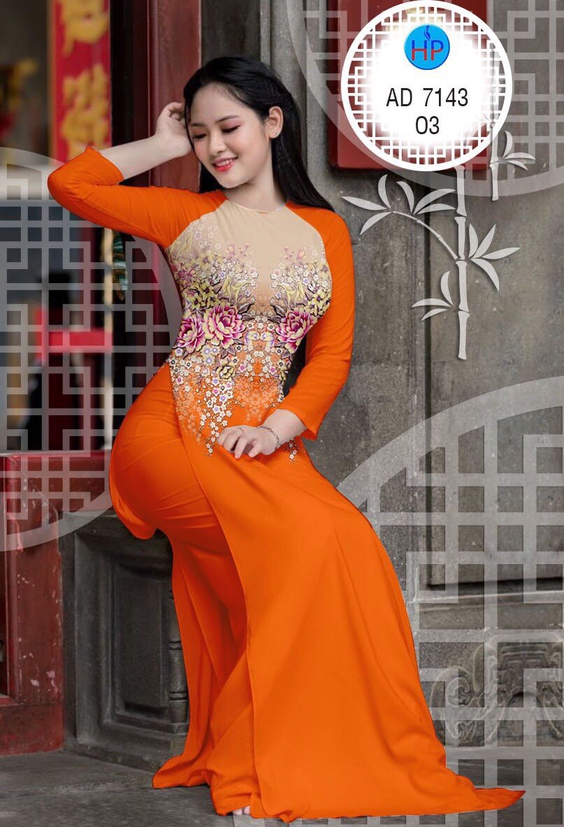 Vải áo dài hoa mẫu đơn AD 7143