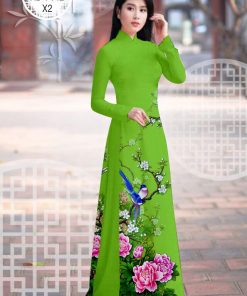 Vải áo dài hoa mẫu đơn AD 7142
