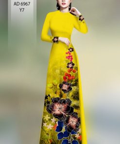 Vải áo dài hoa 3d AD 6967