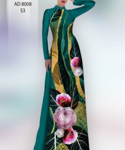 Vải áo dài hoa 3d AD 8008