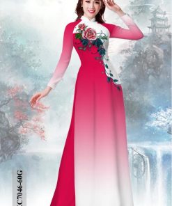 Vải áo dài hoa hồng KC7046